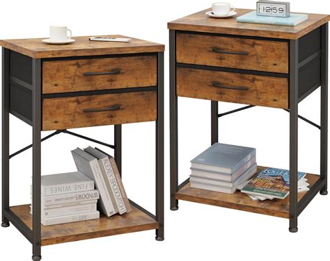 Amazon Lingmi Bedside Table Set Of Small Nightstand Drawer