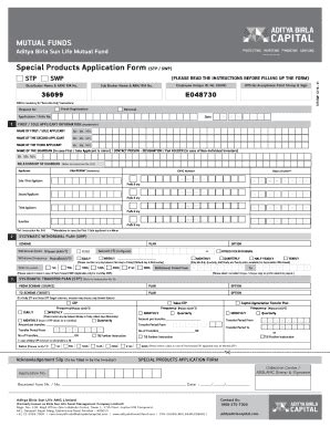 Fillable Online Special Products Application Form Stp Swp Fax Email