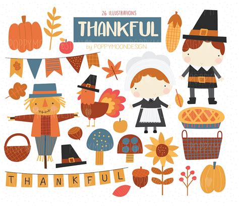 Thankful, Thanksgiving, Harvest, Digital Printable Clipart - Etsy