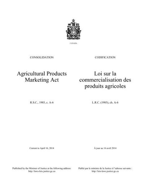 Loi Sur La Commercialisation Des Produits Agricoles