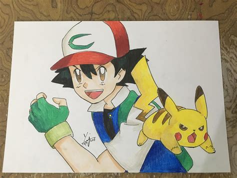 My ash Ketchum drawing : r/pokemon