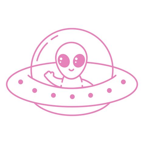 Diseño Png Y Svg De Personaje De Trazo De Dibujos Animados Alienígena De Nave Espacial Para