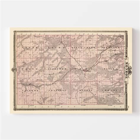 Vintage Map of Monroe County Iowa, 1875 by Ted's Vintage Art