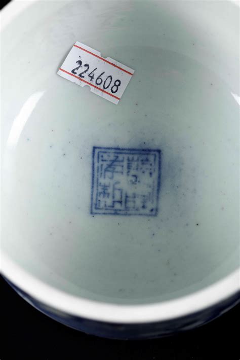 Vaso Con Coperchio In Porcellana Bianca E Blu Con Paesaggio Decori