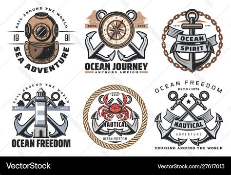 Nautical And Navy Vintage Labels Royalty Free Vector Image