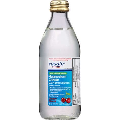 Equate Cherry Flavor Magnesium Citrate Oral Solution Saline Laxative