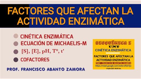 Cinetica Enzim Tica Factores Que Afectan La Actividad Enzim Tica