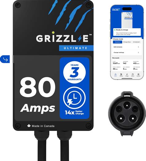 Grizzl E Smart Level 2 240v 40a Electric Vehicle Ev Charger Metal Case Ul