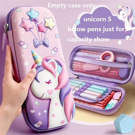 Pencil Box 3D Cartoon Unicorn Cute Pencil Case School Stationery Box ...