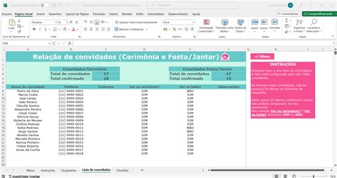 Planilha Para Planejamento De Casamento Loja Excel Easy