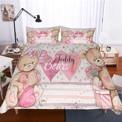 Teddy Bear Theme Digital Printing Kids Bedroom3d Customize Bedding Set