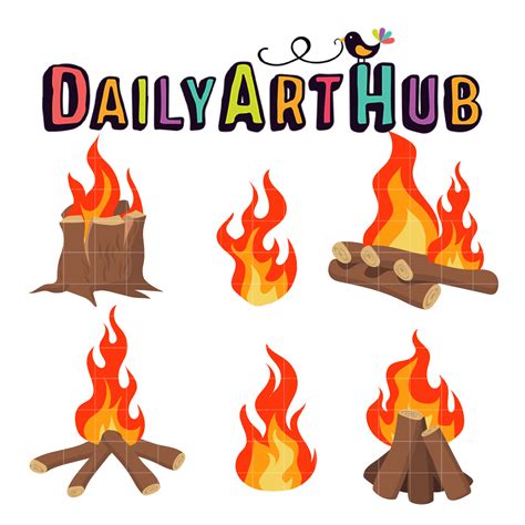 Camp Fire and Logs Clip Art Set – Daily Art Hub // Graphics, Alphabets & SVG