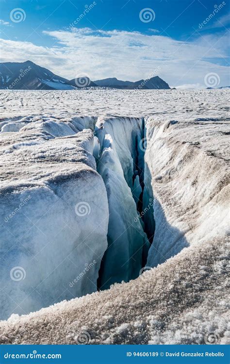 Fissure in Top Surface of a Glacier Stock Image - Image of polar, sight: 94606189