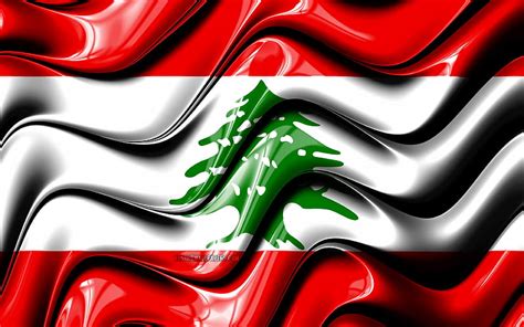 Lebanese Flag Low Poly Art Asian Countries National Symbols Flag Of