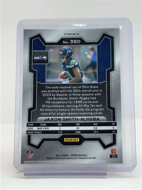 JAXON SMITH NJIGBA 2023 PANINI PRIZM ROOKIE SILVER SEAHAWKS 390 RC