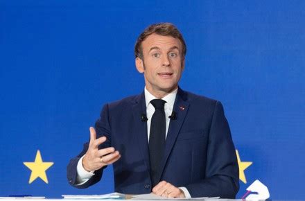 French President Emmanuel Macron Delivers Speech Editorial Stock Photo ...