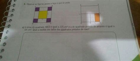 área Do Quadrado Abcd é Igual A 225 Cm Quadrados E A Do Quadrado