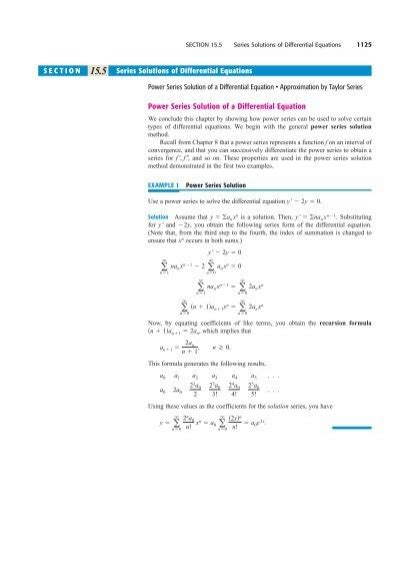 Power Series Solution Of A Differential Equation