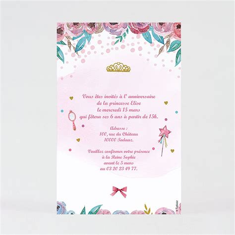 Carte D Invitation Anniversaire Enfant Princesse Ma Cr Ation Ava Be