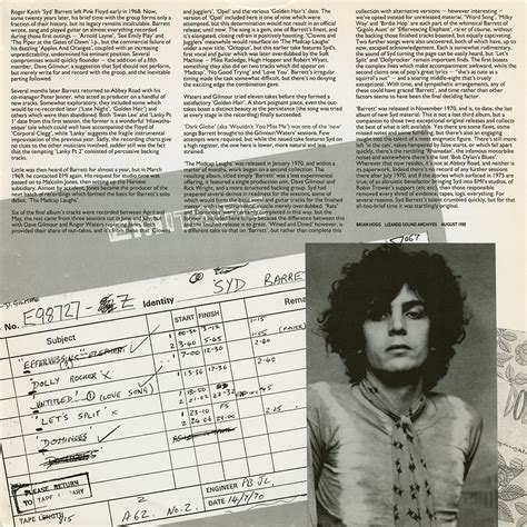 Pink Floyd Archives U S Syd Barrett Lp Discography