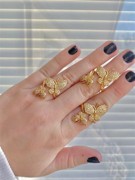 Butterfly Ring Etsy Butterfly Ring Rings Gold Ring Designs