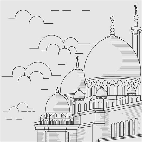 Premium Vector Mosque Line Style