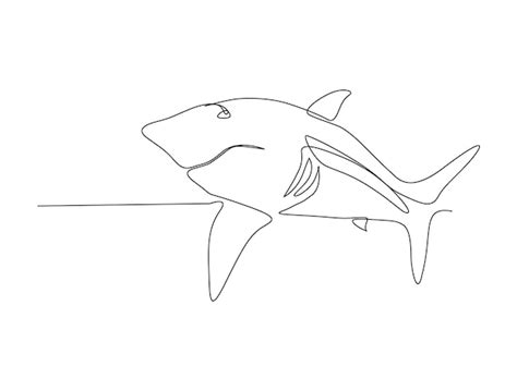 Desenho contínuo de uma linha de peixe tubarão Ilustração simples do