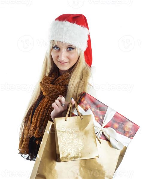 girl with a Christmas presents 15254023 Stock Photo at Vecteezy