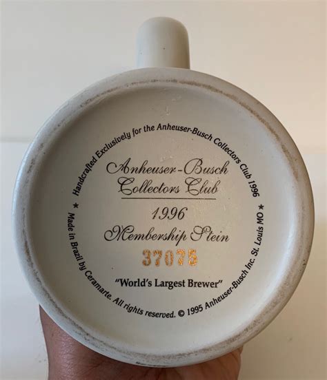 Anheuser Busch Stein Collectors Club Membership Stien Worlds