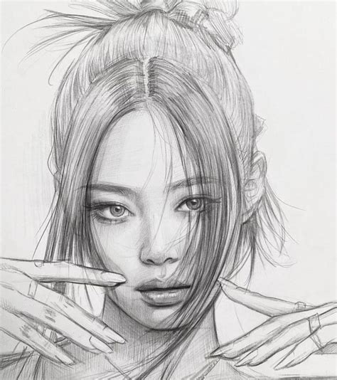 Kpop Drawings Art Drawings Sketches Pencil Drawings Cartoon Girl