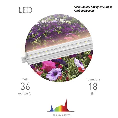 Светильник для растений линейный Эра 18 Вт LED Т5 полный спектр ...