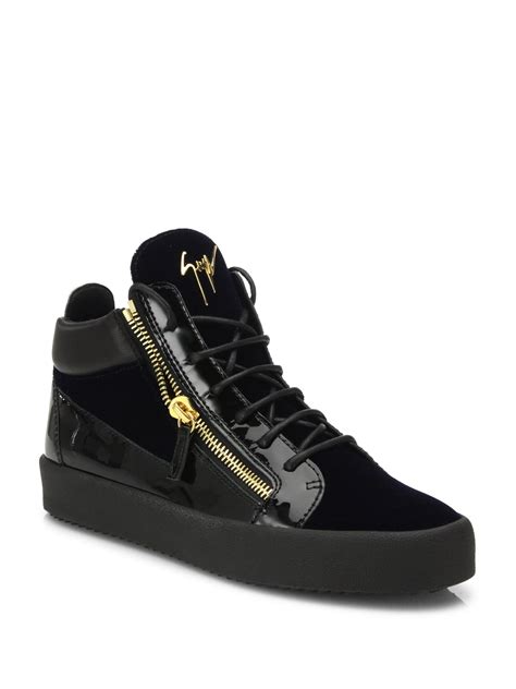 Lyst - Giuseppe Zanotti Patent Leather Sneakers in Blue for Men