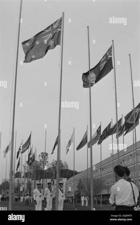 OLYMPIC GAME AUSTRALIAN FLAG RAISING OLYMPIC VILLAGE 23 AUGUST 1960 ...