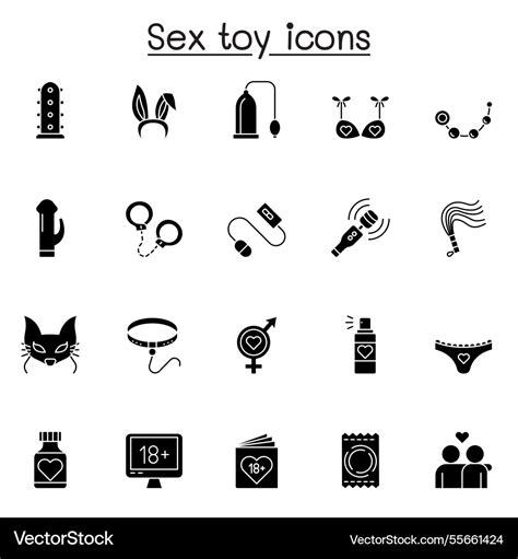 Set Of Sex Toy Icon In Glyph Style Royalty Free Vector Image