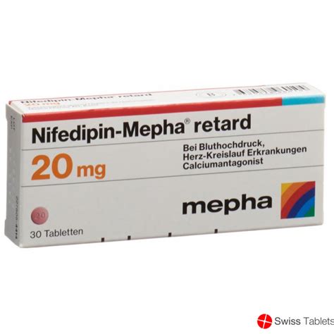 Buy online Nifedipin Mepha 20 Retard Tabletten 20mg 30 Stück at SWISS