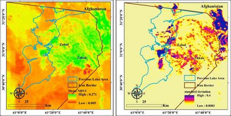 Left Spatial Map Of Year Mean Ndvi Values And Right Inter Annual