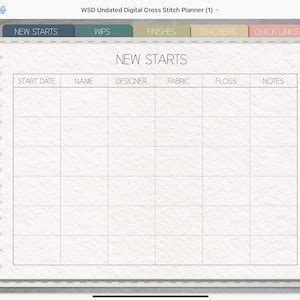 New Undated Digital Cross Stitch Planner Pdf Planner For Goodnotes