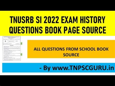 Tn Si Sub Inspector Exam Question Paper With Book Source And Page