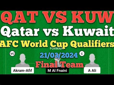 QAT Vs KUW Dream11 Football Match Qatar Vs Kuwait AFC World Cup