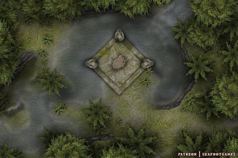 Free Ancient Sacrificial Shrine 20x30 Battlemap [oc] Dnd