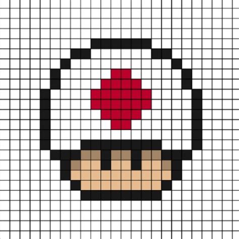 A Pixel Art Template Of A Mario Mushroom Themed As The Japanese Flag