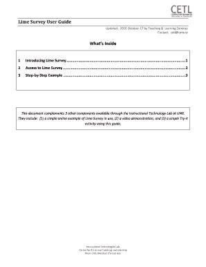 Fillable Online Lime Survey User Guide Fax Email Print PdfFiller