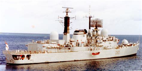 HMS Sheffield D 80 Type 42 class Guided Missile Destroyer Royal Navy