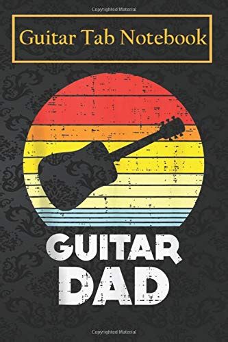 Guitar Notebook Journal Mens Guitar Dad Sunset Retro Music Guitarist