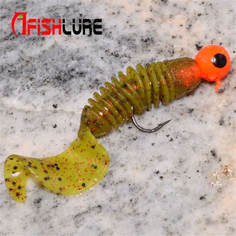 6pcs Lot Afishlure Screw Curly Tail Soft Worm Fish Bite Soft Bait 65cm