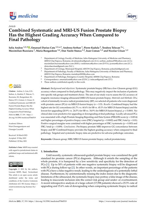 Pdf Combined Systematic And Mri Us Fusion Prostate Biopsy Has The