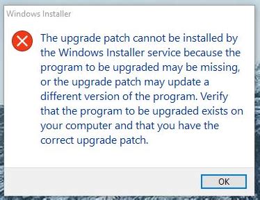 Impossibile Installare La Patch Di Aggiornamento Dal Servizio Windows