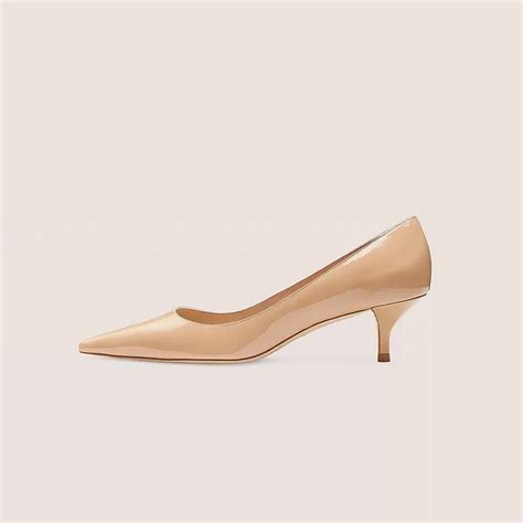 Classic Pointed Toe Kitten Heel Nude Patent Leather Pumps Vdcoo