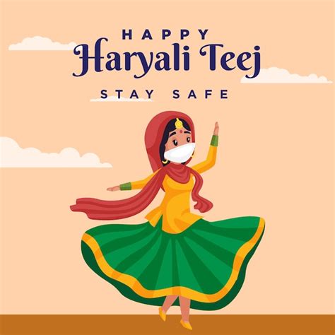 Premium Vector Happy Haryali Teej Stay Safe Banner Design Template