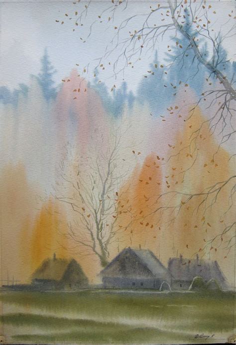 Autumn Melody Watercolour By Valeriy Savenets 1 Artfinder